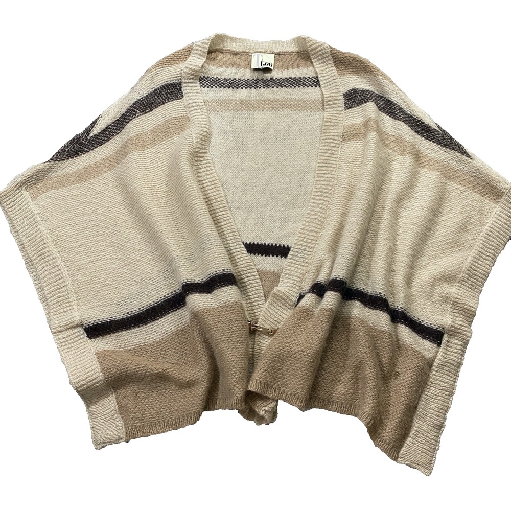 T tee‎ Womens XS Poncho Sweater Cardigan Mohair Wool Knit Blend Clasp
